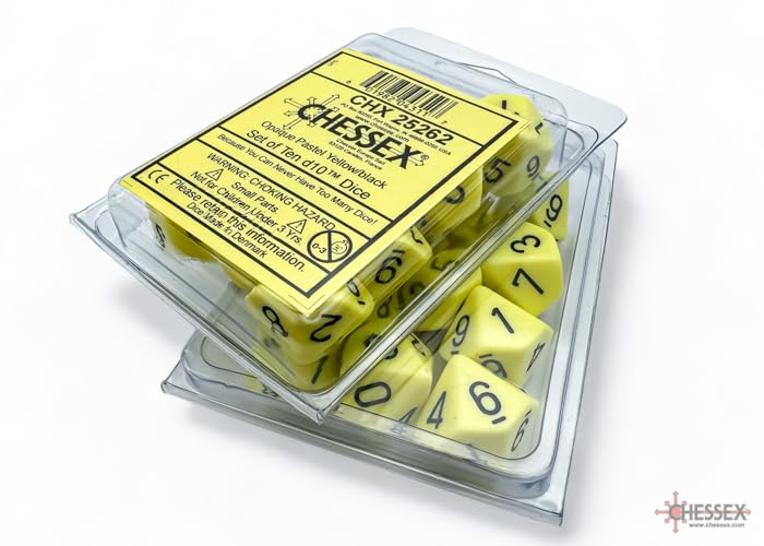 Opaque Pastel Yellow/Black (Set of Ten D10) | Acrylic D10 Set