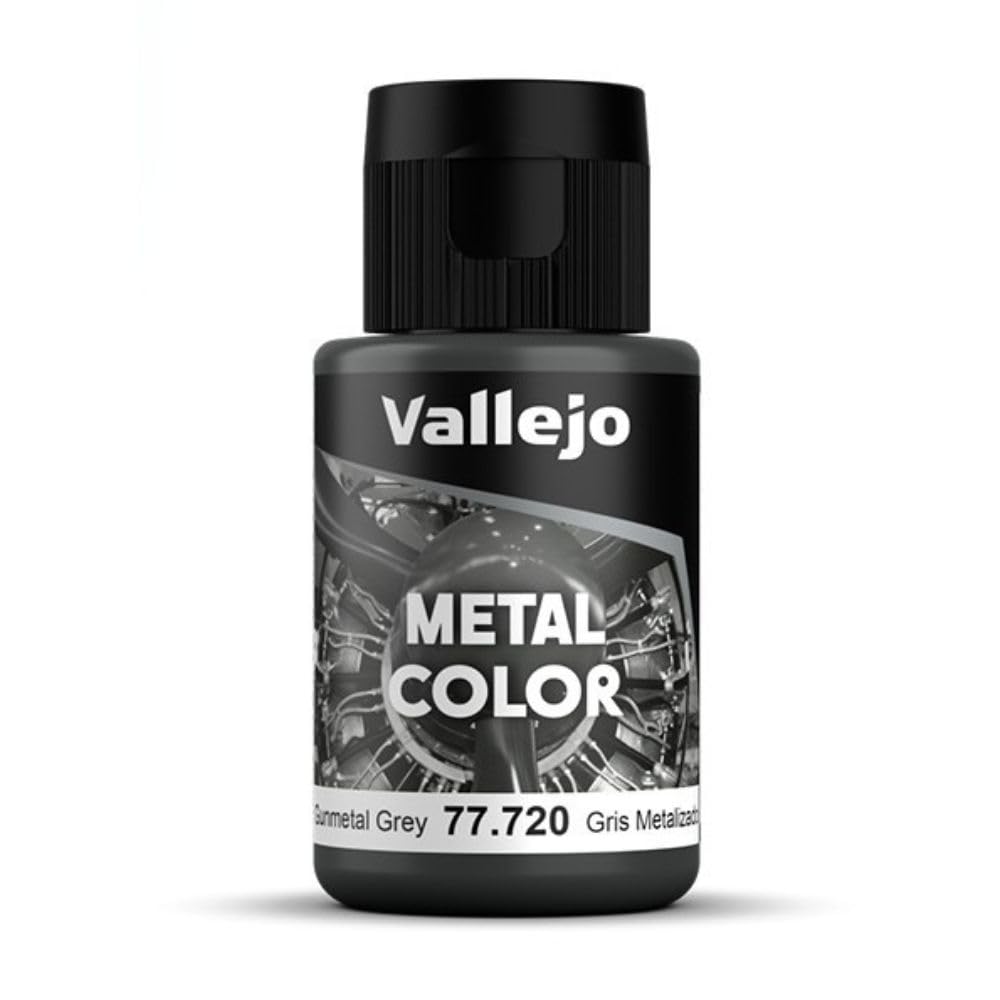 Vallejo - Metal Color | Gunmetal Grey 32 ml (1.08 fl.oz.) | Faithfully Reproduce Different Metallic Finishes