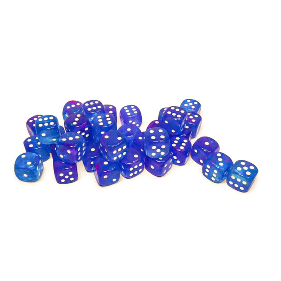 Chessex Nebula Aura Luminary with White pips 12 mm Dice Block (36 dice)