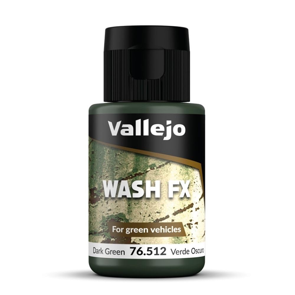Vallejo - Wash FX | Dark Green 35 ml. (1.18 fl.oz.) | Designed for Green Vehicles | Visual Realism for your Projects | Brush or Airbrush Use