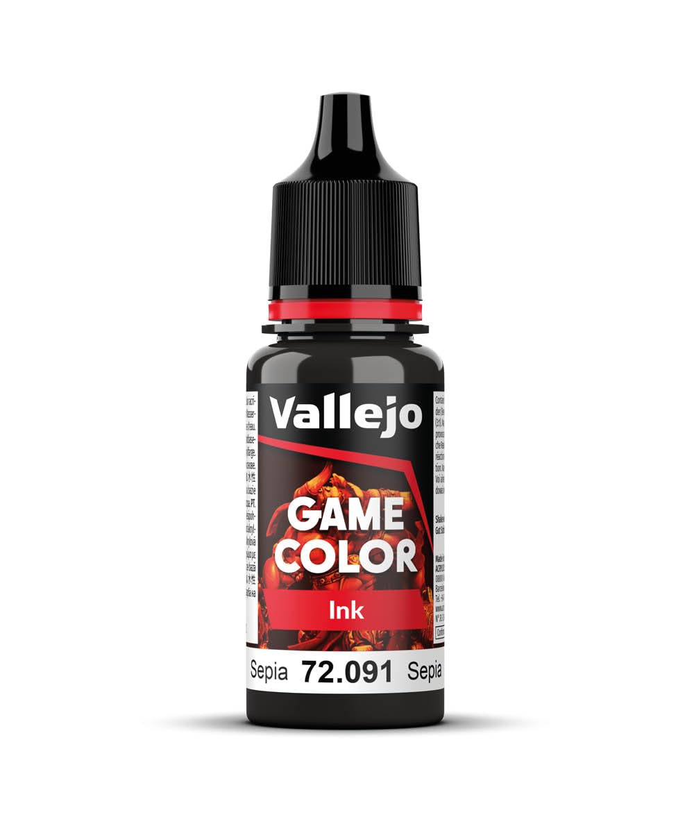 Vallejo - Game Color Ink | Sepia 18 ml. (0.60 fl.oz.) | Generate Shading and Wash Effects | Satin Finish