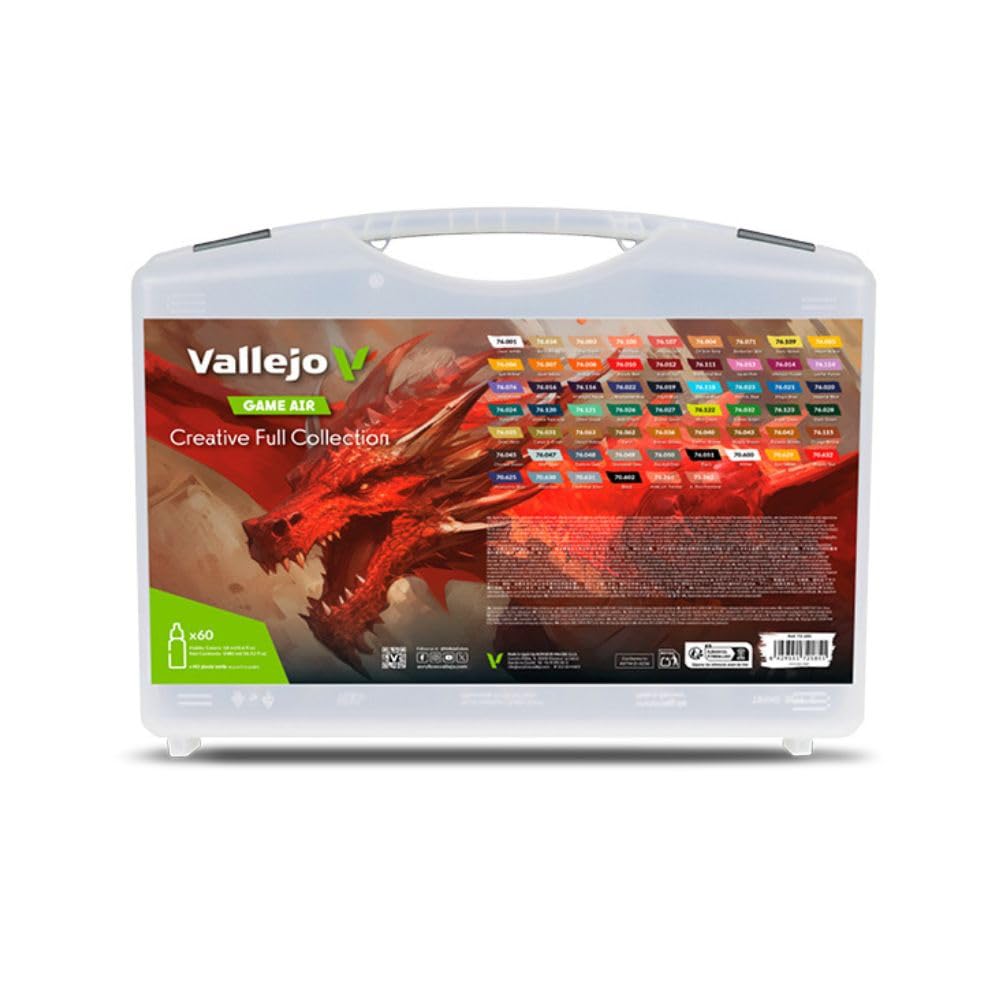 Vallejo - Creative Full Collection | Game Air | Complete Acrylic Paint Set for Airbrush - Perfect for Fantasy, Wargames & Sci-Fi Modeling | 60 Bottles x 18 ml (0.60 fl.oz.)