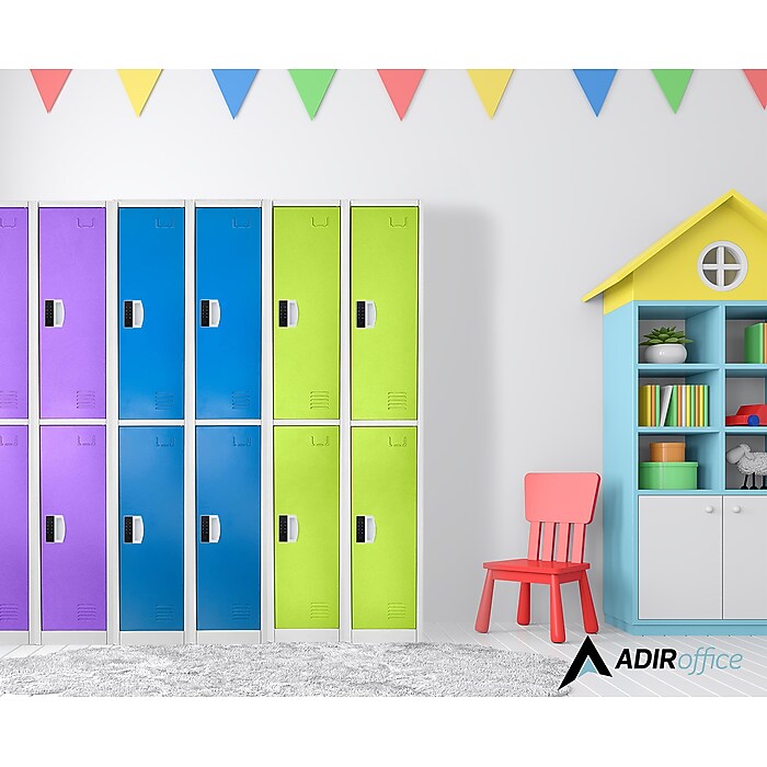 72" H x 12" W  2-Tier Steel Storage Locker with Digital Lock, Black
