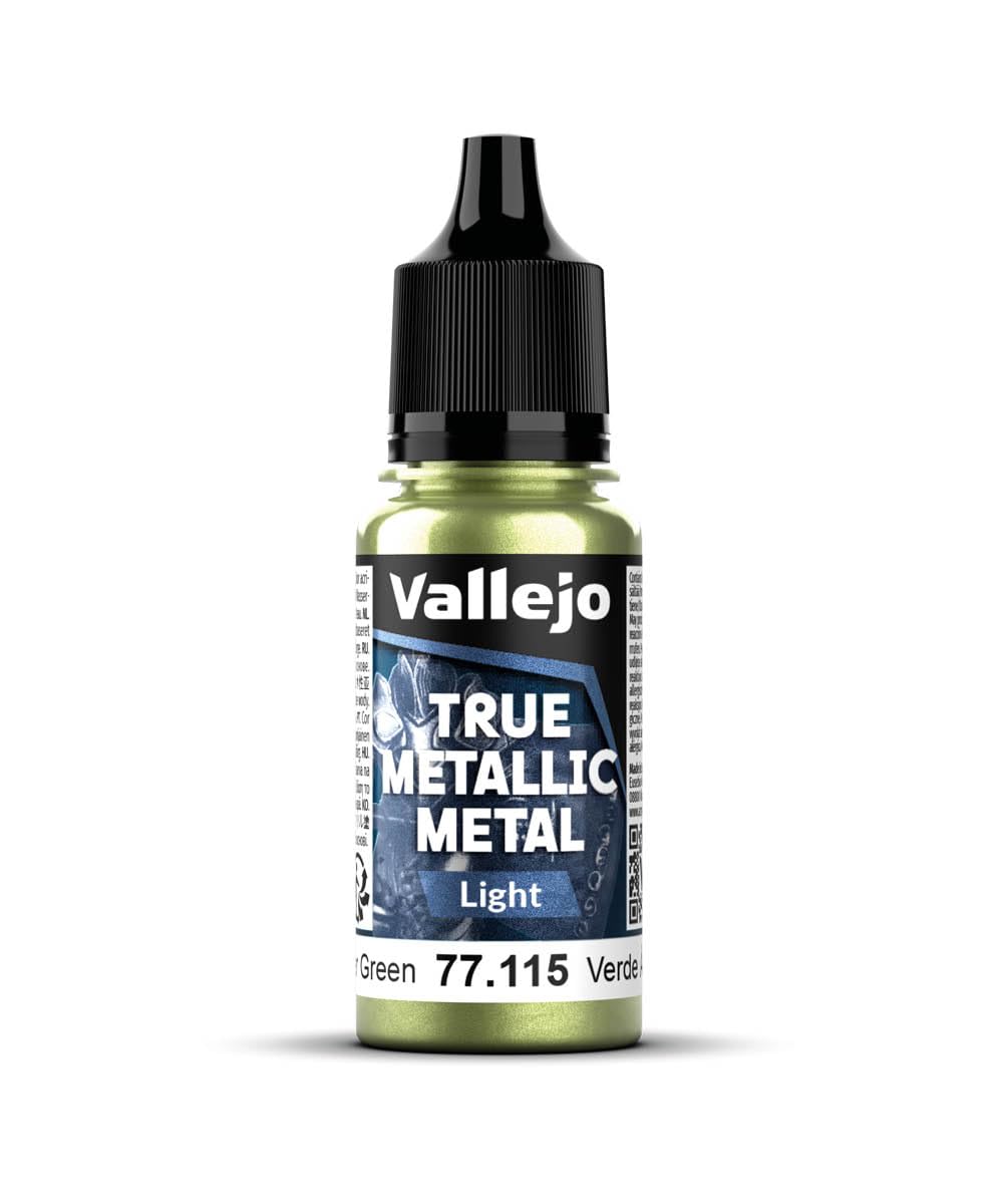 Vallejo - Amber Green Light | True Metallic Metal TMM | Acrylic Colors for Painting Metal Effects on Fantasy, Historical, and Wargaming Miniatures | 18 ml (0.6 fl.oz.)