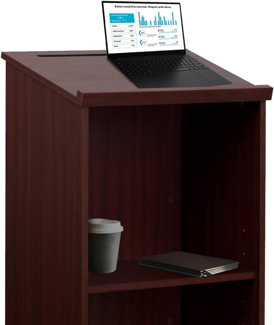 Wood Stand-up Podium Lectern, Mahogany
