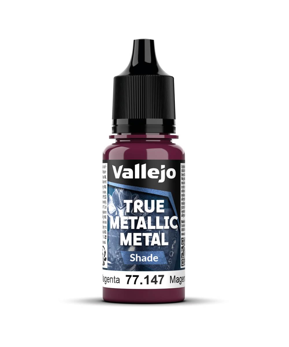 Vallejo - Crimson Magenta Shade | True Metallic Metal TMM | Acrylic Colors for Painting Metal Effects on Fantasy, Historical, and Wargaming Miniatures | 18 ml (0.6 fl.oz.)