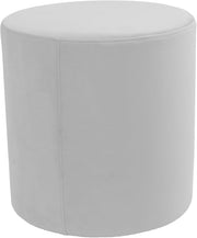 Everyday 18" Round Microfiber and Faux Leather Ottoman, 19" Height - Sterling