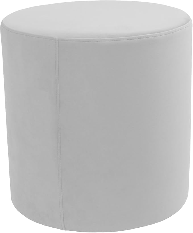 Everyday 18" Round Microfiber and Faux Leather Ottoman, 19" Height - Sterling