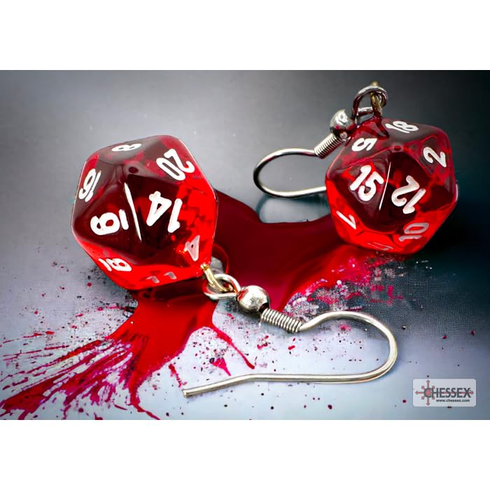 Hook Earrings Translucent Red Mini Poly D20 Pair