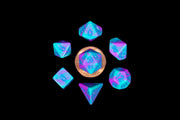 Mini Poly Dice Set - Purple/Teal w/ Blue Numbers
