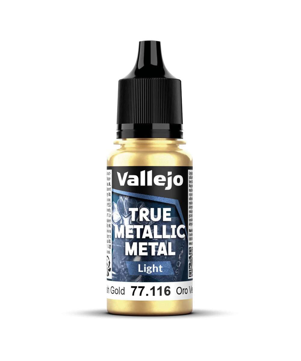 Vallejo - Greenish Gold Light | True Metallic Metal TMM | Acrylic Colors for Painting Metal Effects on Fantasy, Historical, and Wargaming Miniatures | 18 ml (0.6 fl.oz.)
