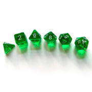 Free League Dragonbane: Dice Set - 6 Piece Green Transparent Dice Set, Free League Publishing, Includes D4, D6, D8, D10, D12 & D20
