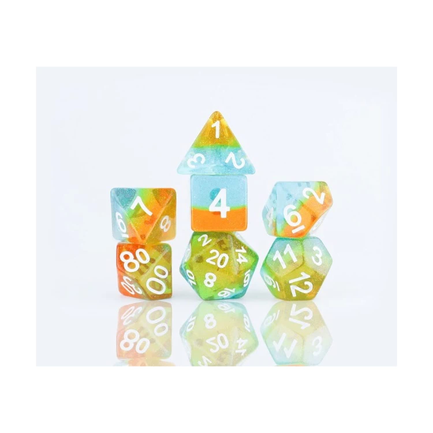 Dice 7-set Celestial (16mm) Ocean Dusk / White