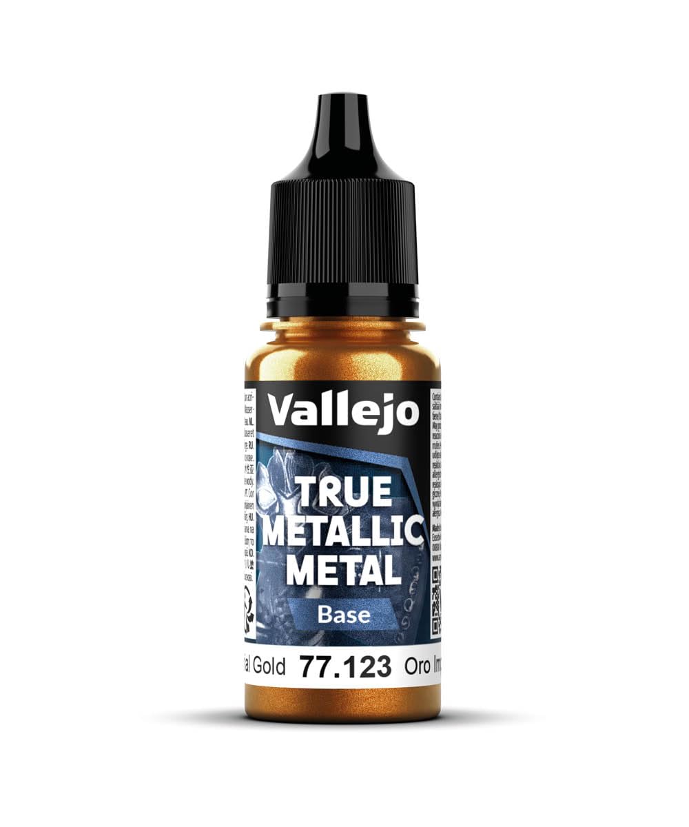 Vallejo - Imperial Gold Base | True Metallic Metal TMM | Acrylic Colors for Painting Metal Effects on Fantasy, Historical, and Wargaming Miniatures | 18 ml (0.6 fl.oz.)