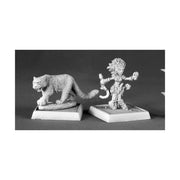 Lini Iconic Gnome Druid and Droogami Snow Leopard Pathfinder Miniature
