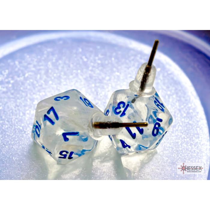 Chessex 54511 Borealis Icicle Mini-Poly D20 Pin Earrings, Multicoloured (Pair)