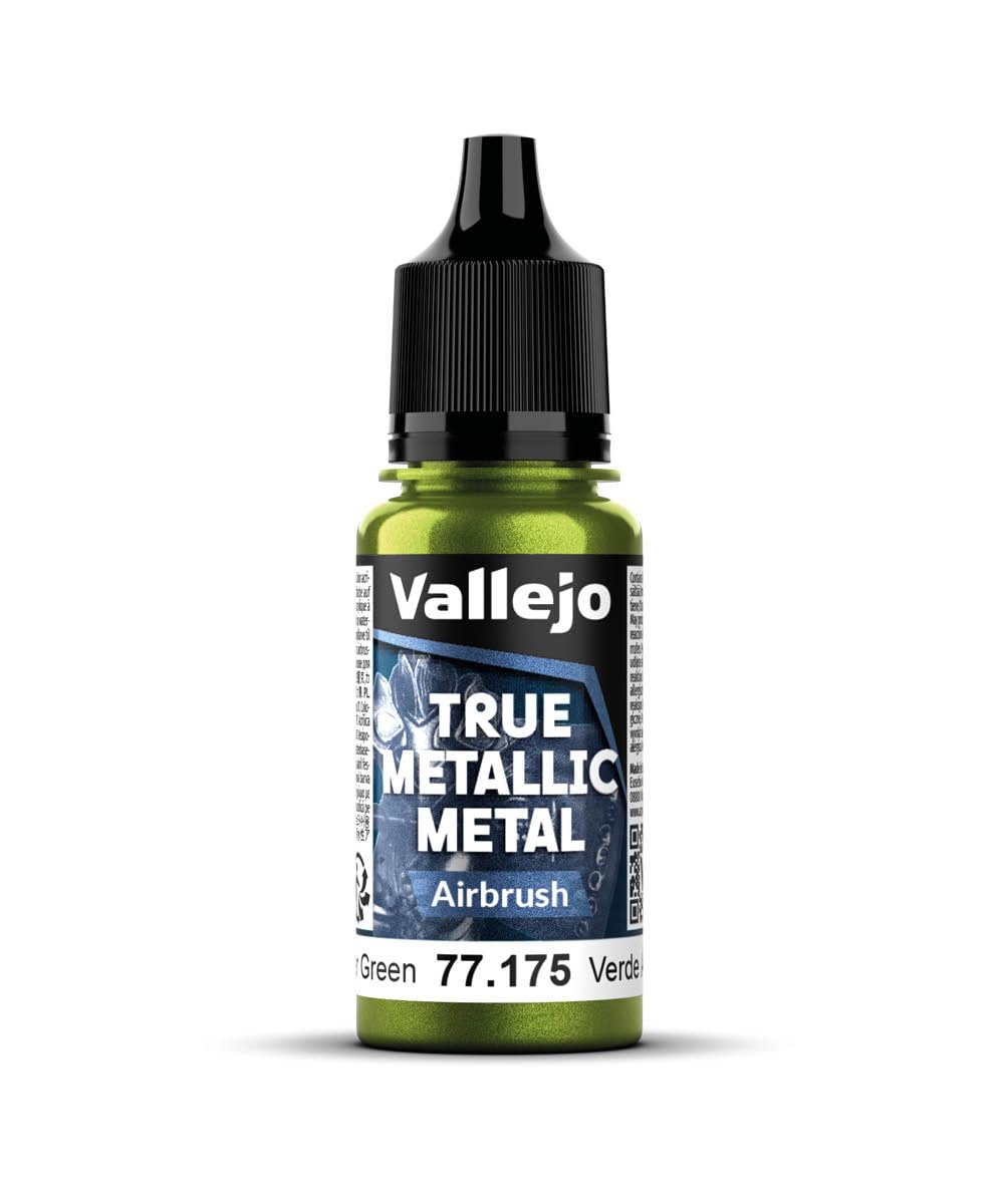 Vallejo - Amber Green Airbrush | True Metallic Metal TMM | Acrylic Colors for Painting Metal Effects on Fantasy, Historical, and Wargaming Miniatures | 18 ml (0.6 fl.oz.)