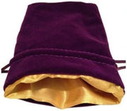 Luxury Velvet Dice Bags with Satin Lining: 4x6 Purple Velvet Dice Bag with Gold Satin Lining
