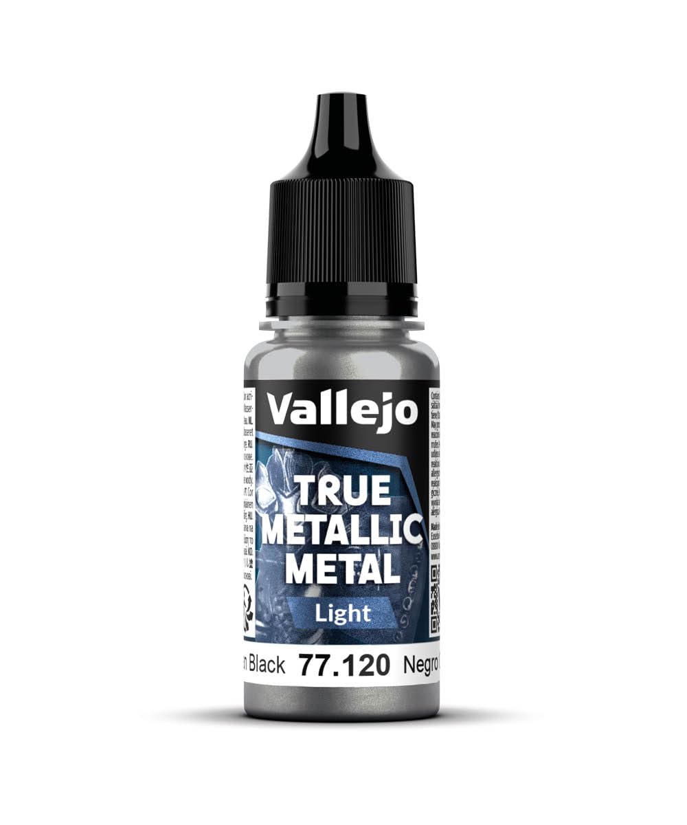 Vallejo - Obsidian Black Light | True Metallic Metal TMM | Acrylic Colors for Painting Metal Effects on Fantasy, Historical, and Wargaming Miniatures | 18 ml (0.6 fl.oz.)
