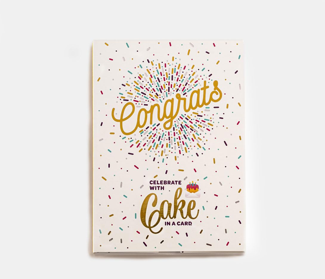 InstaCake Cards Congrats Let's Celebrate with Cake Card includes Single Serve Mug Cake Mix (Vanilla Confetti)
