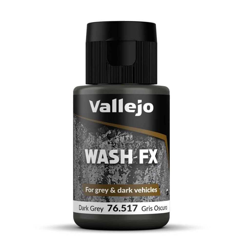 Vallejo - Wash FX | Dark Grey 35 ml. (1.18 fl.oz.) | Designed for Grey & Dark Vehicles | Visual Realism for your Projects | Brush or Airbrush Use