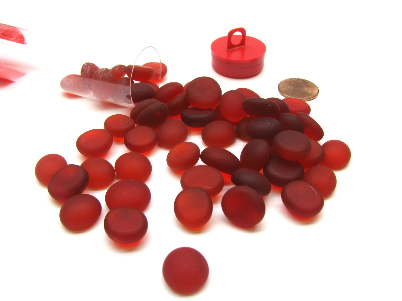 Glass Stones Tube Crystal Red Frosted (40)