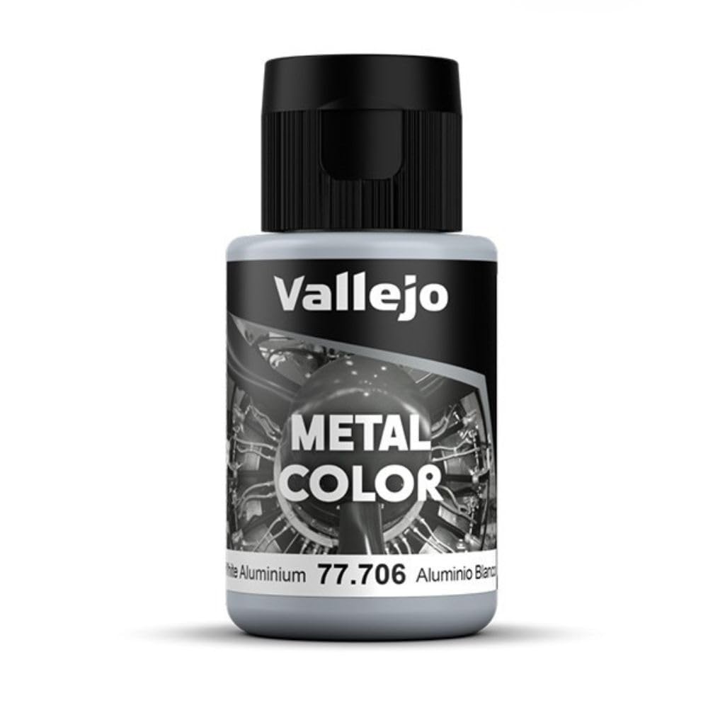 Vallejo - Metal Color | White Aluminium 32 ml (1.08 fl.oz.) | Faithfully Reproduce Different Metallic Finishes