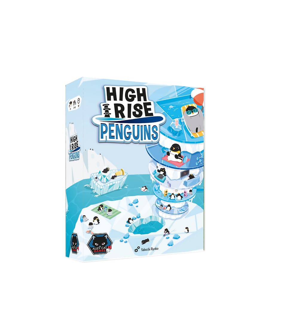 High Rise Penguins by Alley Cat Games | Ages 7+ | 2-6 Players | Stacking Iceberg Balance Game with Penguin Challenges, Color & Symbol Matching Strategy