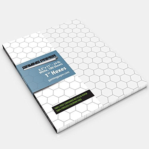Gaming Paper: Singles: White 1" Hex (100)