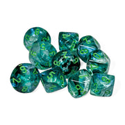 Kelp Borealis Luminary Dice with Light Green Numbers D10 16mm (5/8in) Pack of 10 Dice Chessex