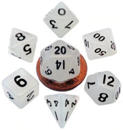Metallic Dice Games 7-Set Mini: 10mm: Glow CL w/BK Numbers