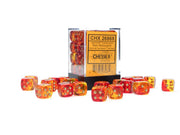 Chessex Dice Set – 12mm Gemini: Translucent Red-Yellow/Gold Dice Block – Dungeons and Dragons D&D DND TTRPG Dice – Includes 36 Dice – D6