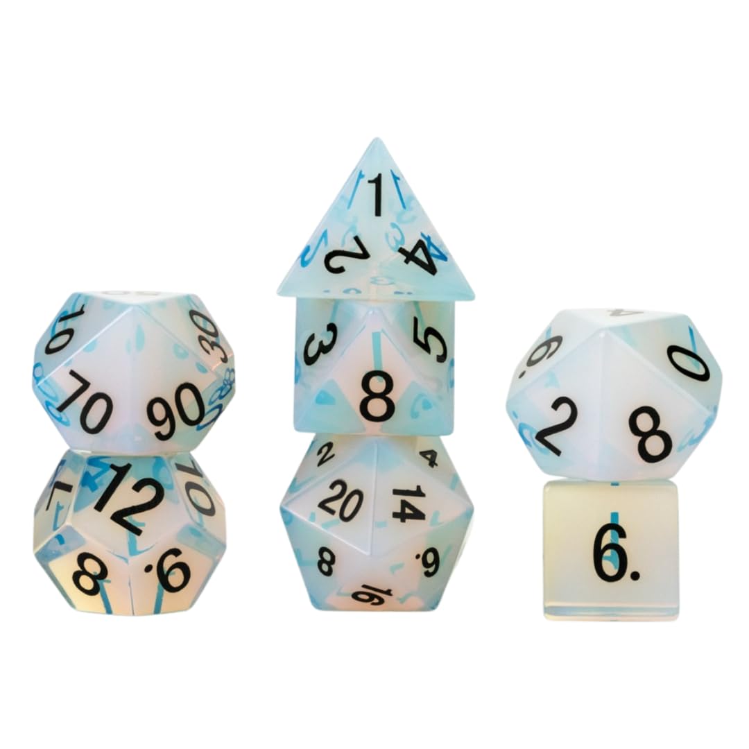 FanRoll Mystic Mines Opalite: 16mm Stone Polyhedral Dice Set