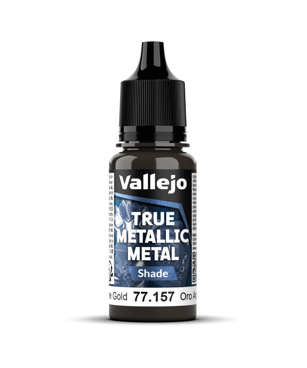Vallejo - Arcane Gold Shade | True Metallic Metal TMM | Acrylic Colors for Painting Metal Effects on Fantasy, Historical, and Wargaming Miniatures | 18 ml (0.6 fl.oz.)