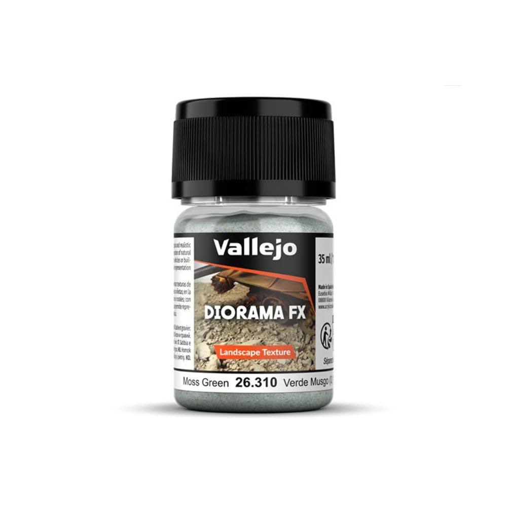 Vallejo - Diorama FX Landscape Textures | Moss Green 0.1 to 1 mm (0.004" to 0.04") Particle Size | Ideal Basing for Scenary and Dioramas | Bottle of 35 ml. (1.18 fl.oz.) | Weight 50 g. (1.76 oz.)