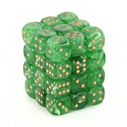 DND Dice Set-Chessex D&D Dice-12mm Vortex Green and Gold Plastic Polyhedral Dice Set-Dungeons and Dragons Dice Includes 36 Dice – D6
