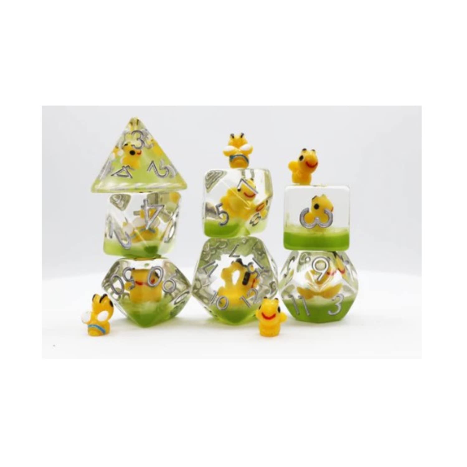 Foam Brain Games Poly Set - Happy Bees w/Silver (7)