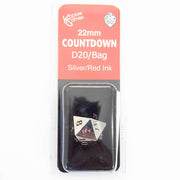 Koplow Games d20 22mm Countdown, Silver w/Red