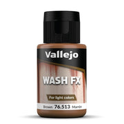Vallejo - Wash FX | Brown 35 ml. (1.18 fl.oz.) | Designed for Light Colors | Visual Realism for your Projects | Brush or Airbrush Use