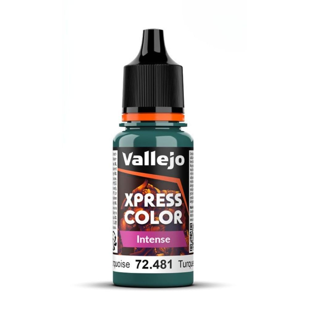 Vallejo - Xpress Color | Intense Heretic Turquoise 18 ml (0.6 fl.oz.) | Speedy Application and Drying | Vibrant and Saturated Tones