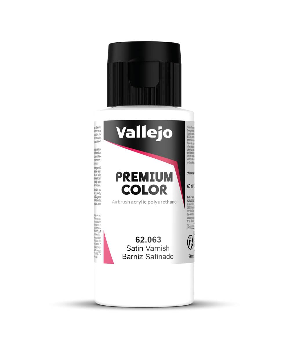 Vallejo Color Satin Varnish Premium RC Colors, 2 Fl Oz (Pack of 1) (VJ62063)