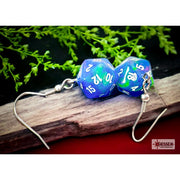 Chessex 54209 Festive Waterlily Mini-Poly D20 Hook Earrings, Blue/Green with Gold (Pair)