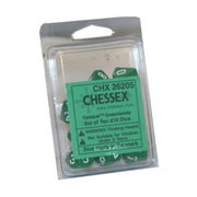 d10 Clamshell Opaque Green with White (10)