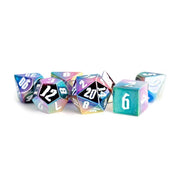 FanRoll 16mm Aluminum Plated Acrylic Poly DND Dice Set: Rainbow Aegis w/White Numbers, Role Playing Game Dice for Dungeons and Dragons