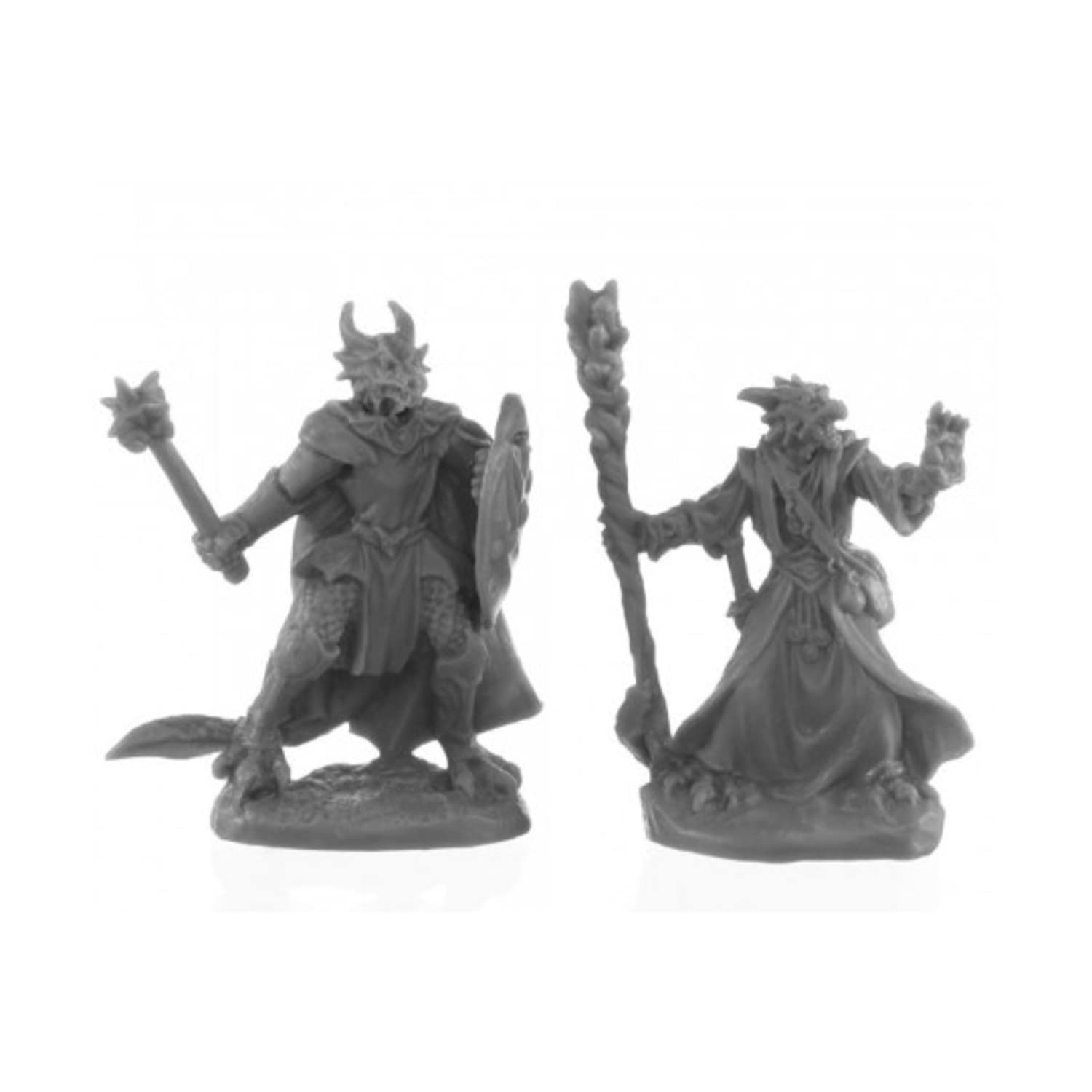 Bones Black: Dragonfolk Wizard and Cleric