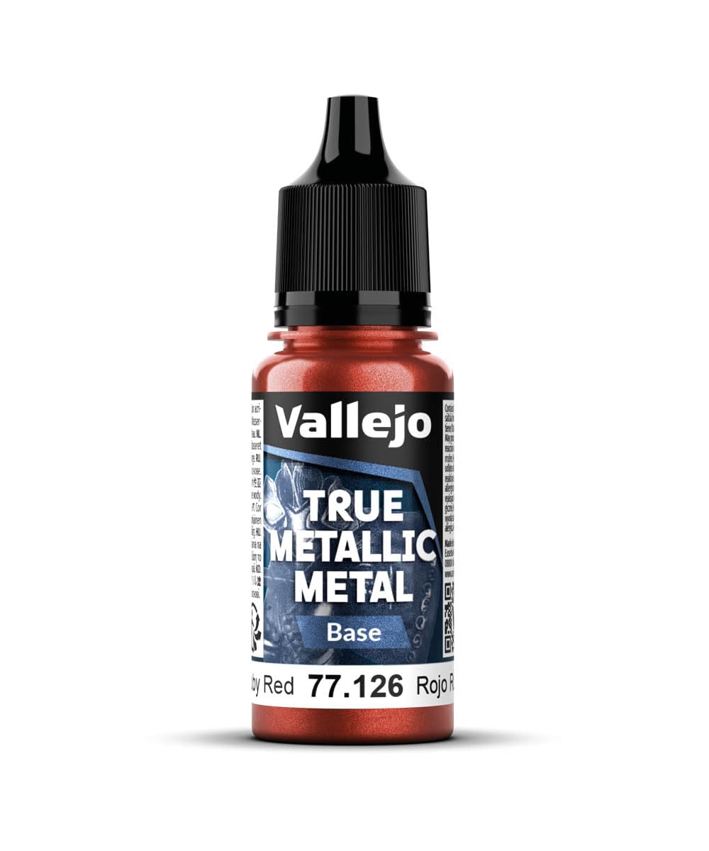 Vallejo - Ruby Red Base | True Metallic Metal TMM | Acrylic Colors for Painting Metal Effects on Fantasy, Historical, and Wargaming Miniatures | 18 ml (0.6 fl.oz.)