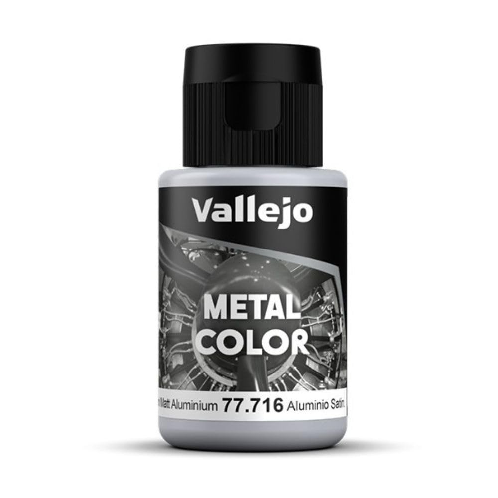 Vallejo - Metal Color | Semi Matt Aluminium 32 ml (1.08 fl.oz.) | Faithfully Reproduce Different Metallic Finishes