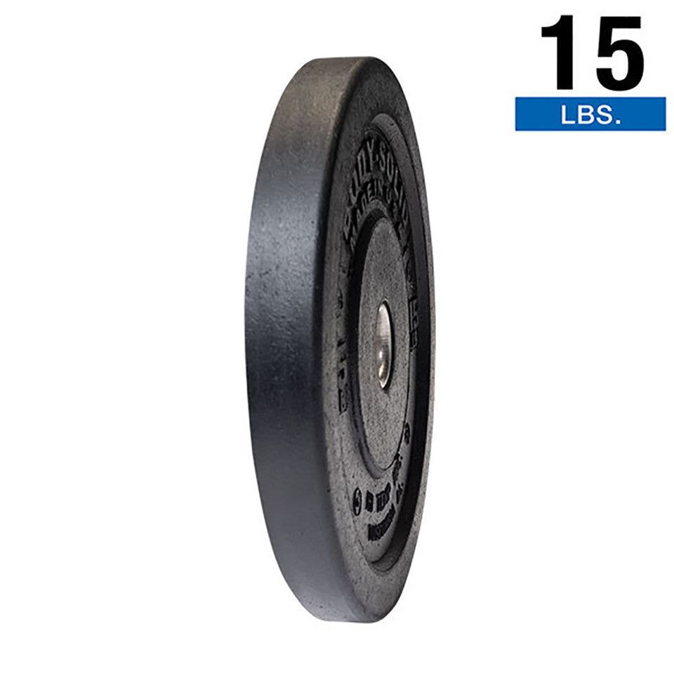 15Lb Black Bumper Plates 17.375 ", Full Commercial Made Is Usa