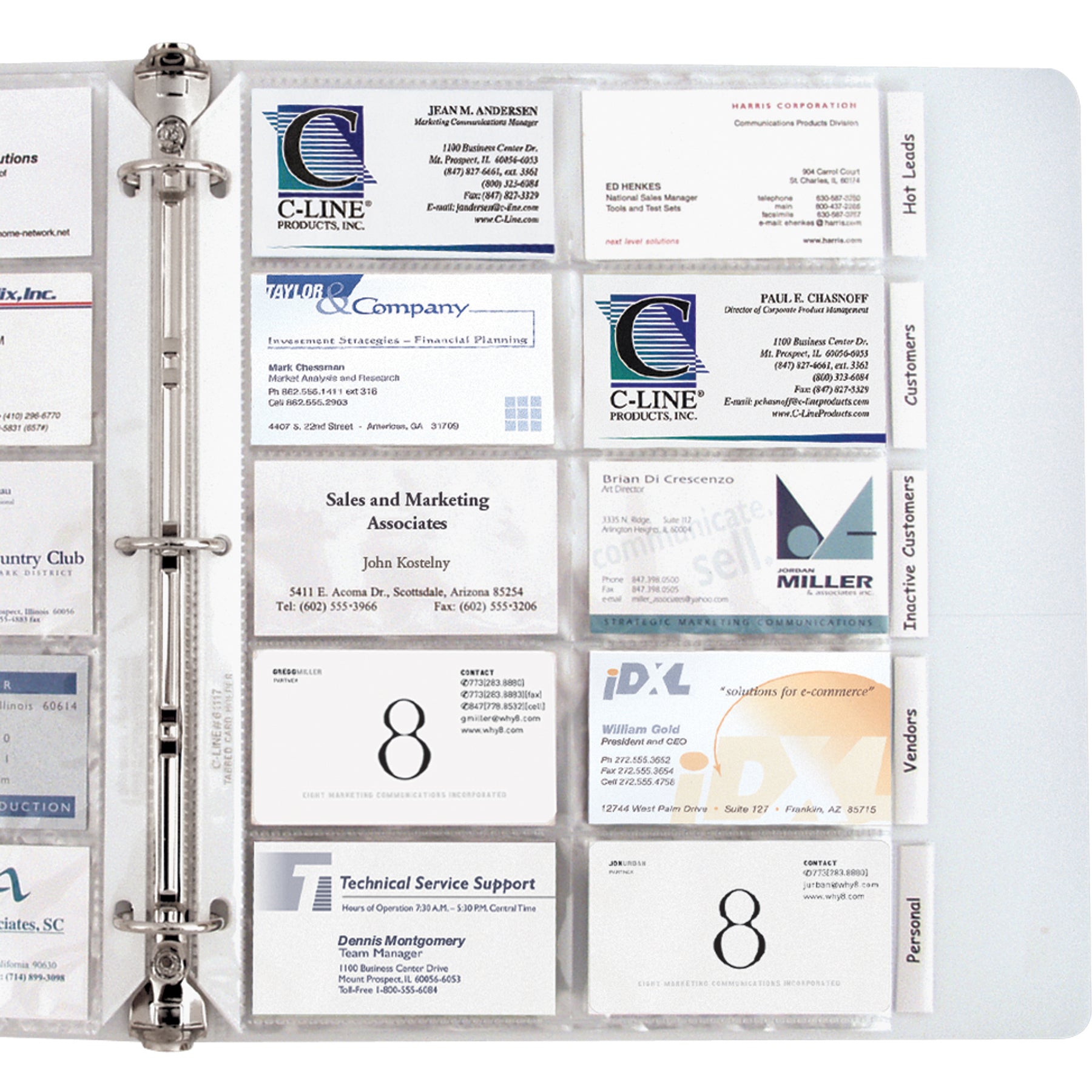 Business Card Holder, Poly with Tabs, Holds 20 Cards/Page, 11" x 8-1/2", Pack of 5