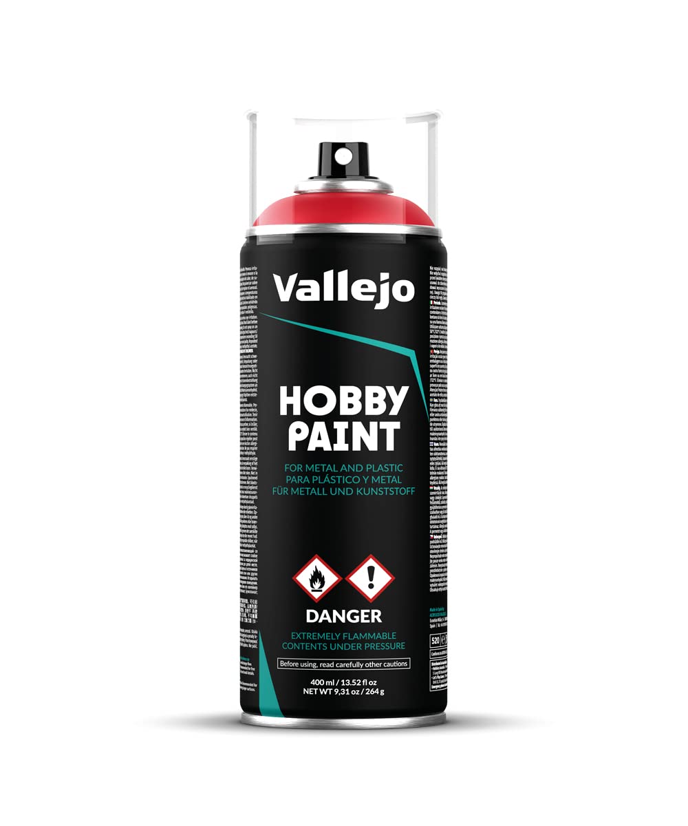 Vallejo - Hobby Paint Spray Fantasy Color | Bloody Red 400 ml. (13.5 fl.oz.) | Creates Perfect Matt and Self Levelling Finish | Equipped with 2 Different Nozzles